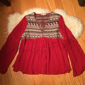 Burnt orange Tea & Rose blouse medium